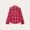 Blouse avec volants rouge femme