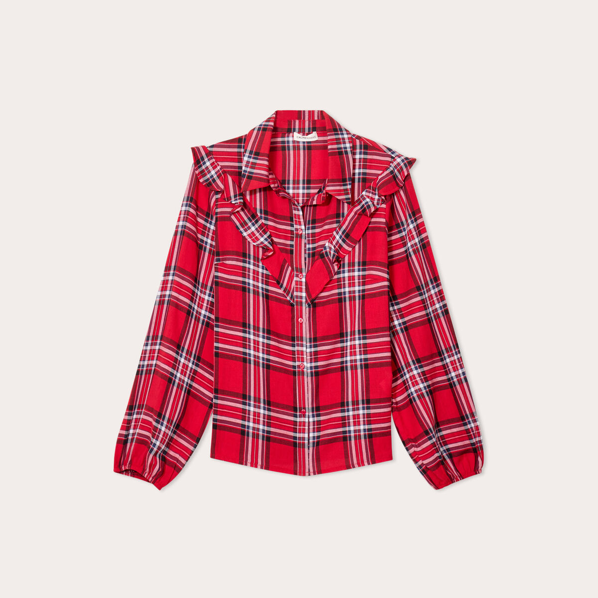 Blouse avec volants rouge femme