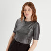 T-shirt paillettes gris argent femme