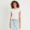 T-shirt détails ajourés ecru femme