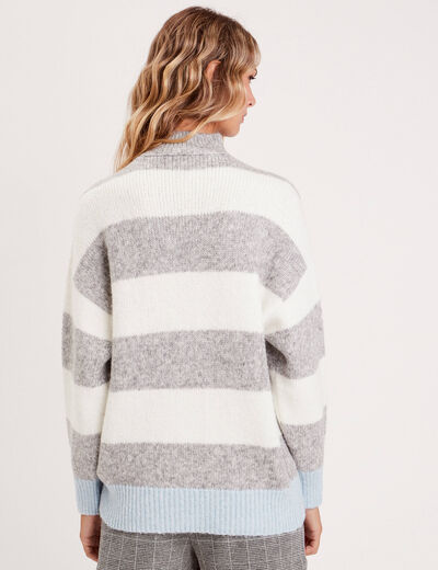 Pull col montant gris clair femme