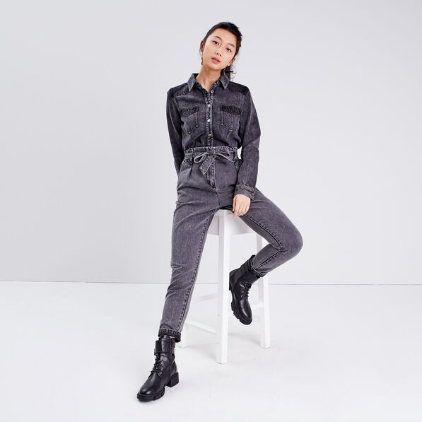 chemise manches longues denim gris femme Chemise manches longues denim gris femme