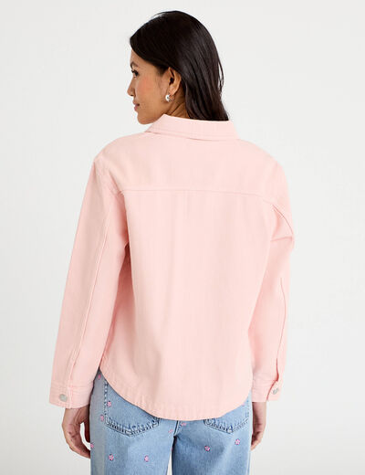 Surchemise oversize col classique rose clair femme