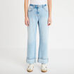 Jeans droit &agrave; revers denim triple stone femme