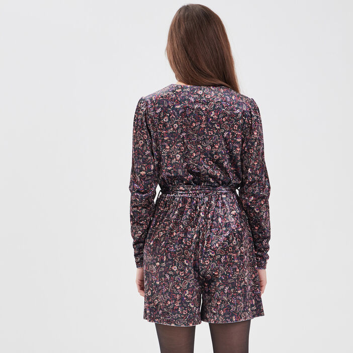 Combishort ceinturée noir femme