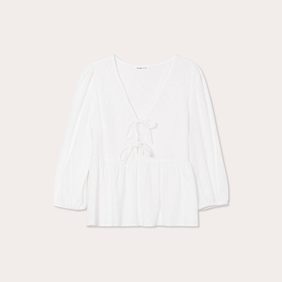 Blouse avec noeuds ecru femme