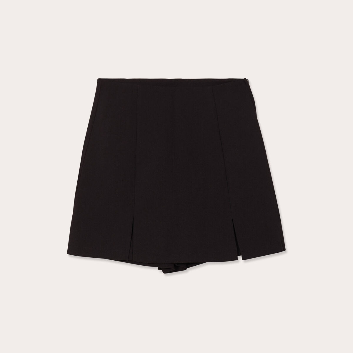 Jupe-short droite fentes noir femme