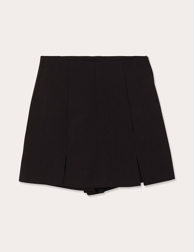 Jupe-short droite fentes noir femme
