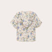 Blouse droite courte col V blanc femme