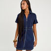 Robe droite zippée en jean denim brut femme