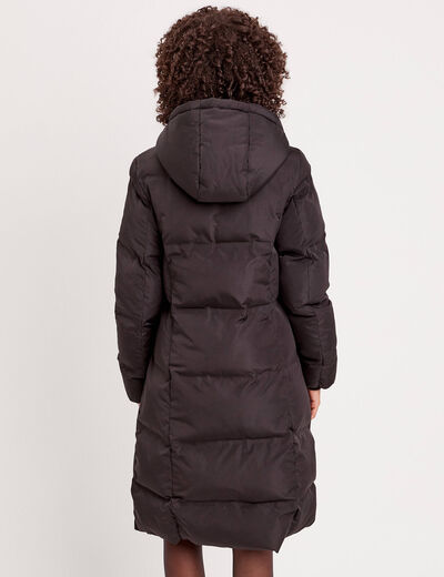Doudoune longue à capuche noir femme
