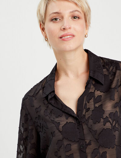 Chemise brodée noir femme