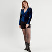 T-shirt velours bleu foncé femme