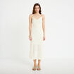 Robe longue droite en maille ecru femme