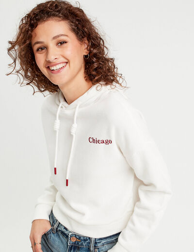 Sweat à capuche ecru femme