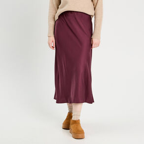 jupe midi droite effet satin prune femme Jupe midi droite effet satin prune femme