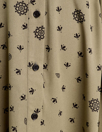 Robe chemise évasée fluide vert femme