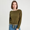 Pull col bateau vert kaki femme