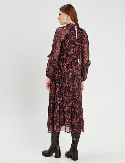 Robe longue évasée noir femme