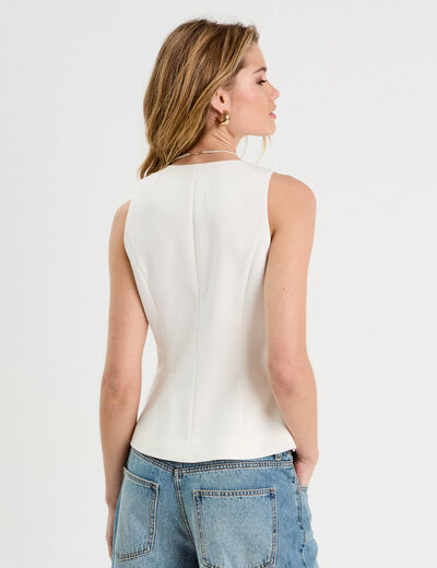 Veston sans manches ecru femme