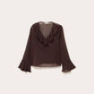 Blouse col V marron fonc&eacute; femme
