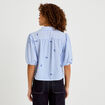 Chemise droite col classique manches 3/4 bleu clair femme