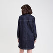 Robe droite courte col v en jean denim brut femme