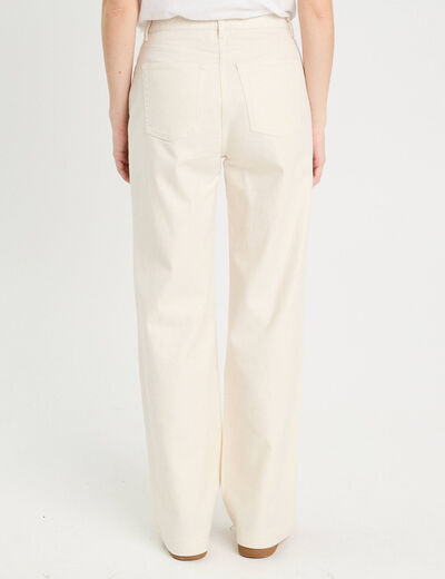 Jeans regular taille haute ecru femme