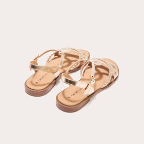Sandales plates avec brides couleur or femme