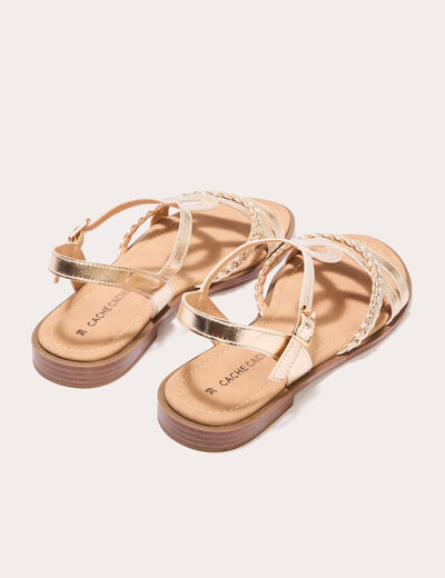Sandales plates avec brides couleur or femme