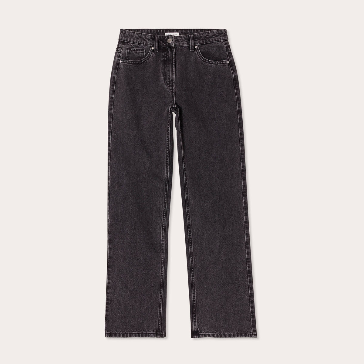 Jeans droit 5 poches denim noir femme