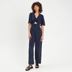 Combinaison pantalon nouée bleu marine femme