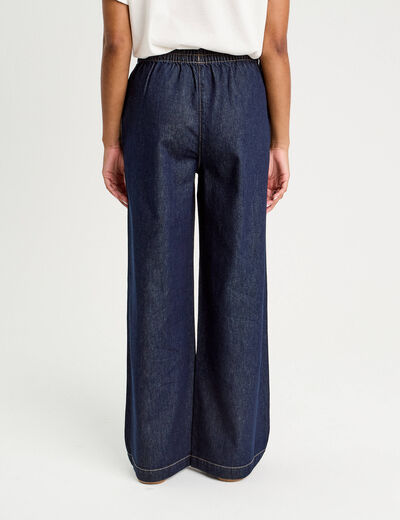 Jeans large taille élastiquée denim brut femme