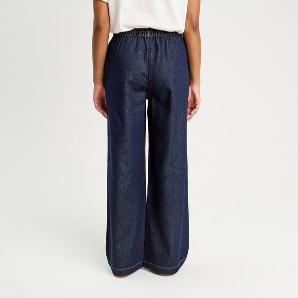 Jeans large taille élastiquée denim brut femme