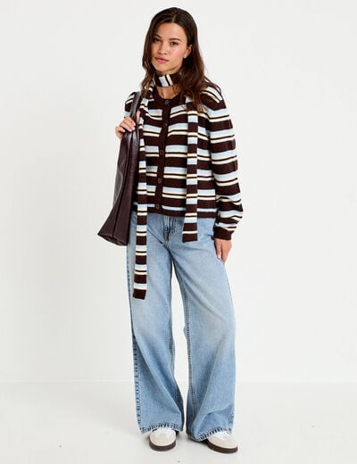 Gilet manches longues bleu ciel femme