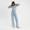 Combinaison pantalon en jean denim bleach femme
