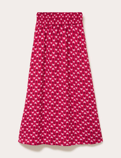 Jupe longue fluide rose cerise femme
