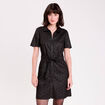 Robe droite courte col chemise noir femme