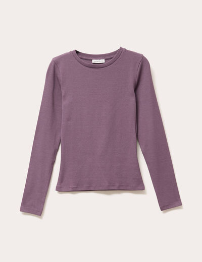 T-shirt manches longues cintré taupe femme