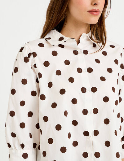 Chemise droite manches longues blanc femme