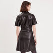Robe trapèze simili cuir noir femme