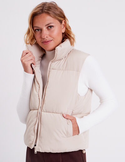 Doudoune droite sans manches sable femme