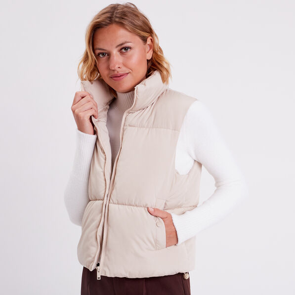Doudoune droite sans manches sable femme