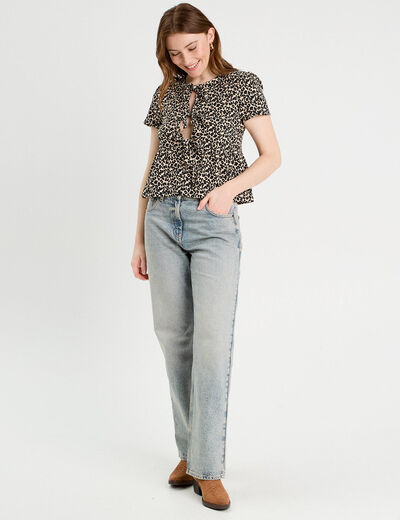 Blouse avec noeuds blanc femme