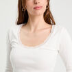 T-shirt manches longues côtelé ecru femme