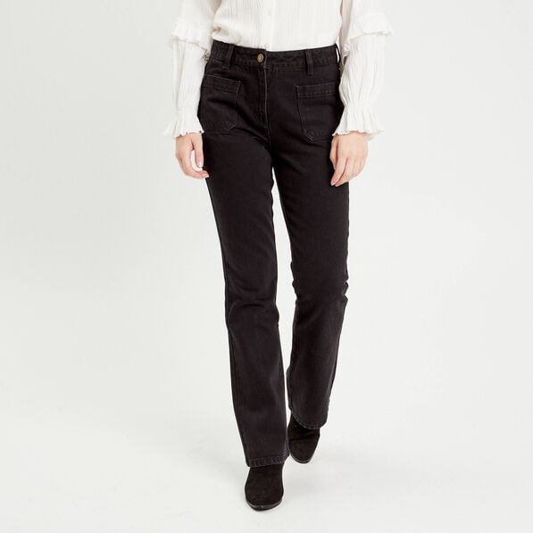jeans flare poches plaquees denim noir femme Jeans flare poches plaquées denim noir femme