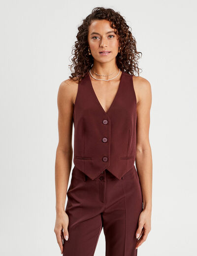 Veston sans manches prune femme