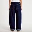 Jean barrel long en coton denim brut femme