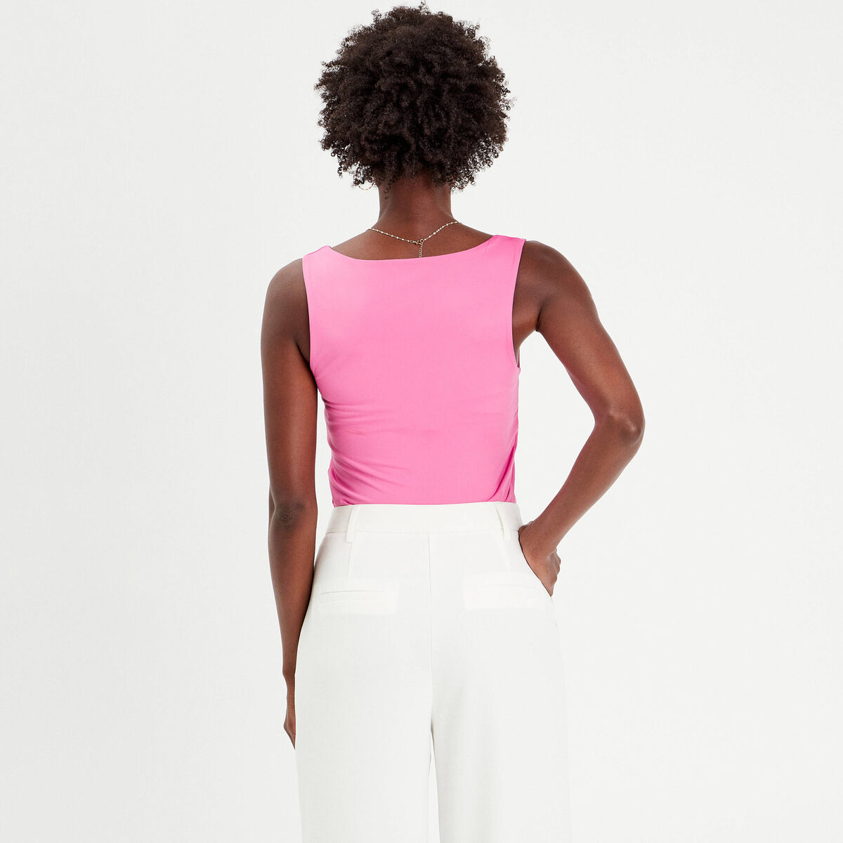 Débardeur effet seconde peau rose fushia femme