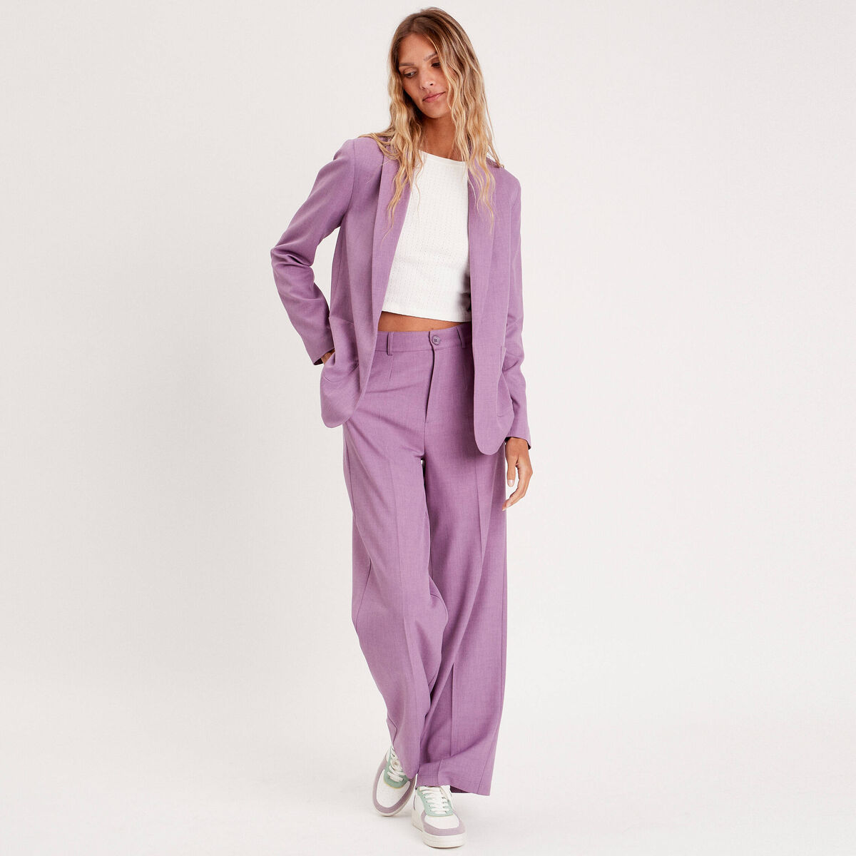 T-shirt cintré cropped ecru femme